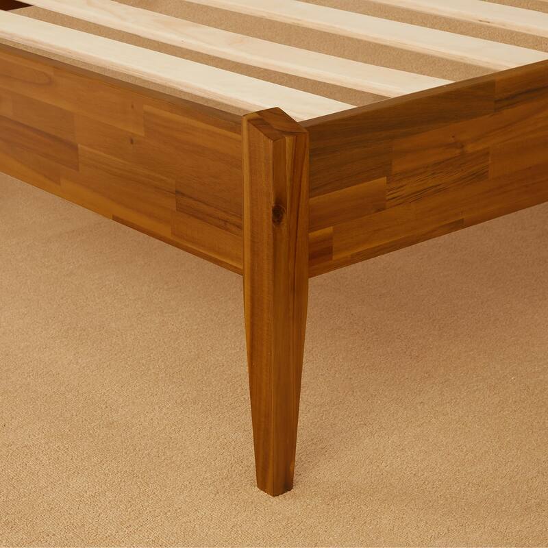 King Bed Frame, 15" Solid Wood Platform Bed Frame, Japanese Joinery Bed
